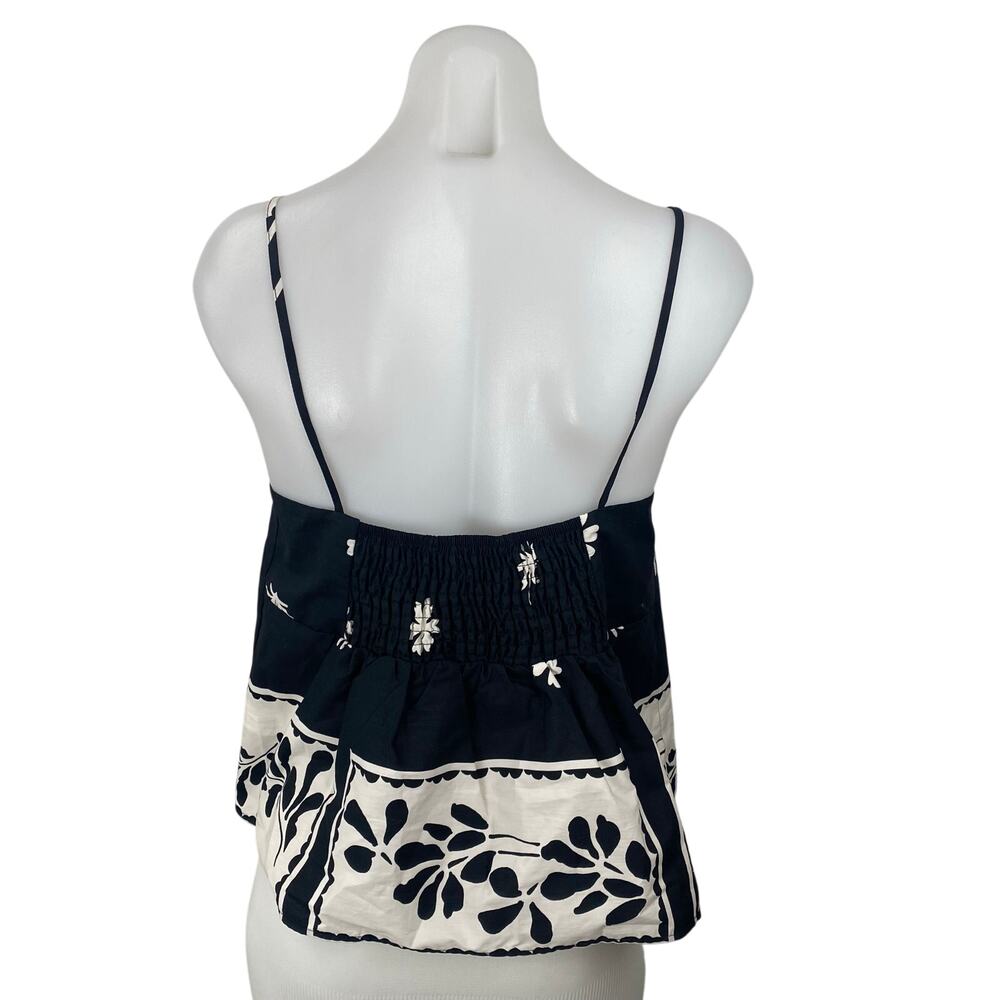 NEW Zara Womens Black Floral Smocked Sleeveless Flare Peplum Camisole Tank Top M - Picture 4 of 7